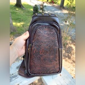 Distressed Western Sling Bag NWOT